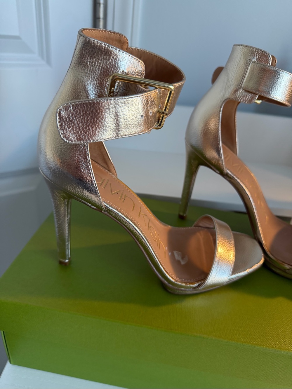 Calvin Klein Rose Gold Ankle-Strap Stiletto Sandals - Picture 3 of 4